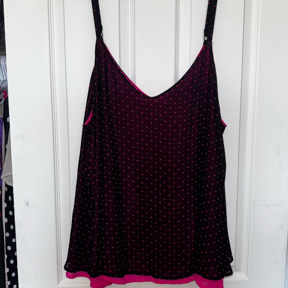 torrid Black Cami with Hot Pink Polka Dot Detail
